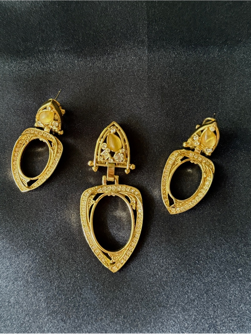 Gold Teardrop Statement Earring Set